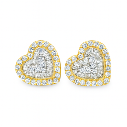 14K Yellow Gold Diamond Heart-Shaped Earrings 0.80 CTW | Jewelry Palace