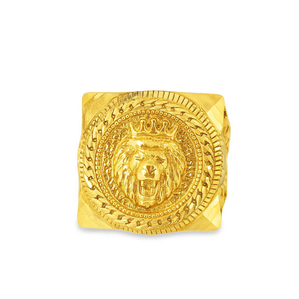 10K Yellow Gold Lion Crest Signet Ring | Jewelry Palace
