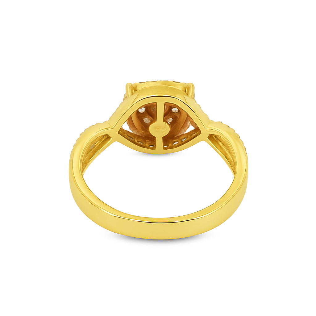 10K Yellow Gold Diamond Ring 0.51 ctw | Square Cluster with Twisted Band – Jewelry Palace Lithonia GA