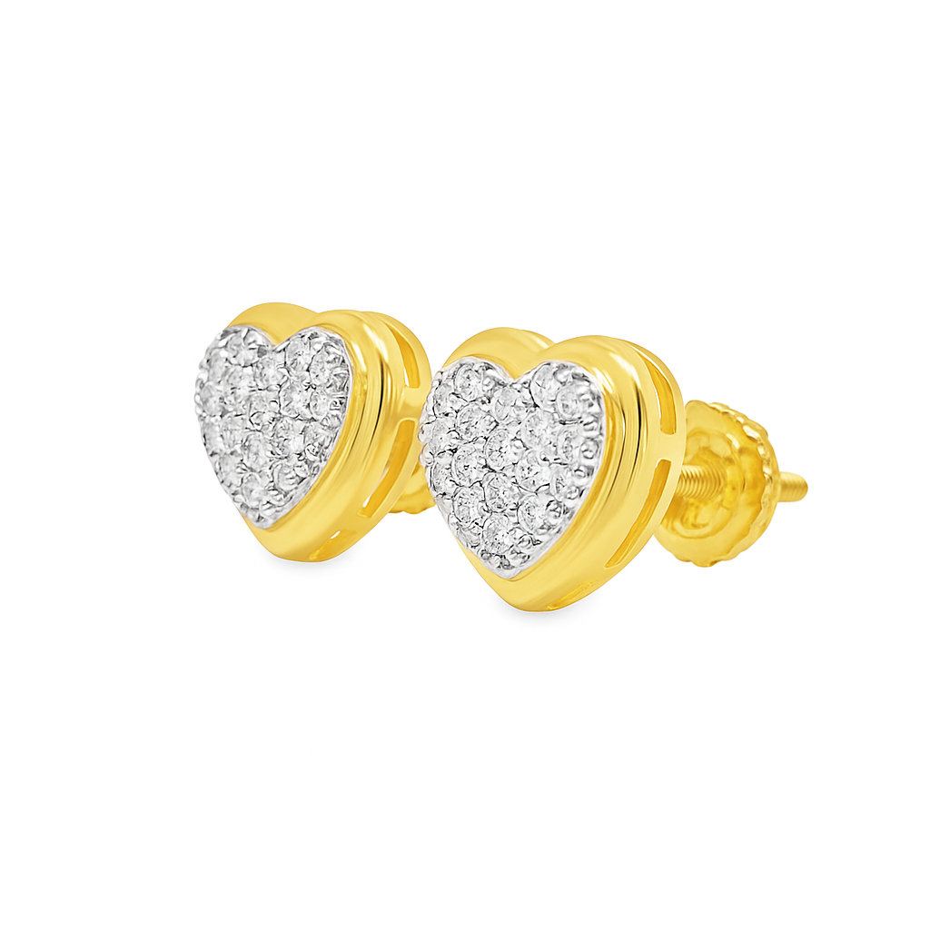 10K Yellow Gold Diamond Heart Stud Earrings | 0.25 CTW | Jewelry Palace