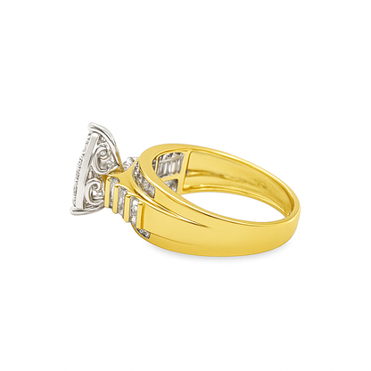 10K Yellow Gold Pear Cut Cluster Diamond Ring 1.00 ctw – Cinderella Style by Jewelry Palace