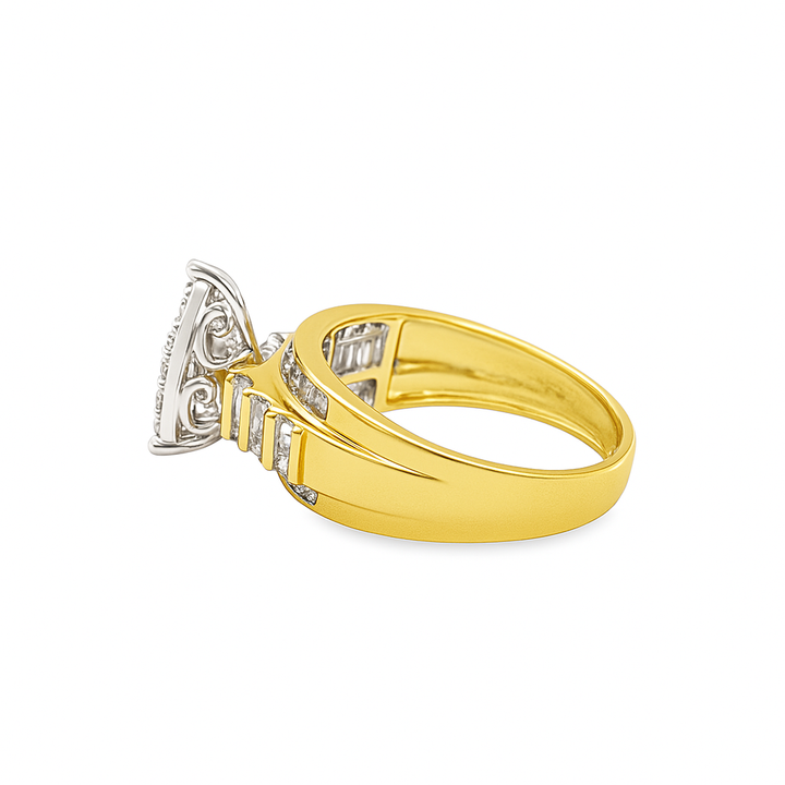 10K Yellow Gold Pear Cut Cluster Diamond Ring 1.00 ctw – Cinderella Style by Jewelry Palace