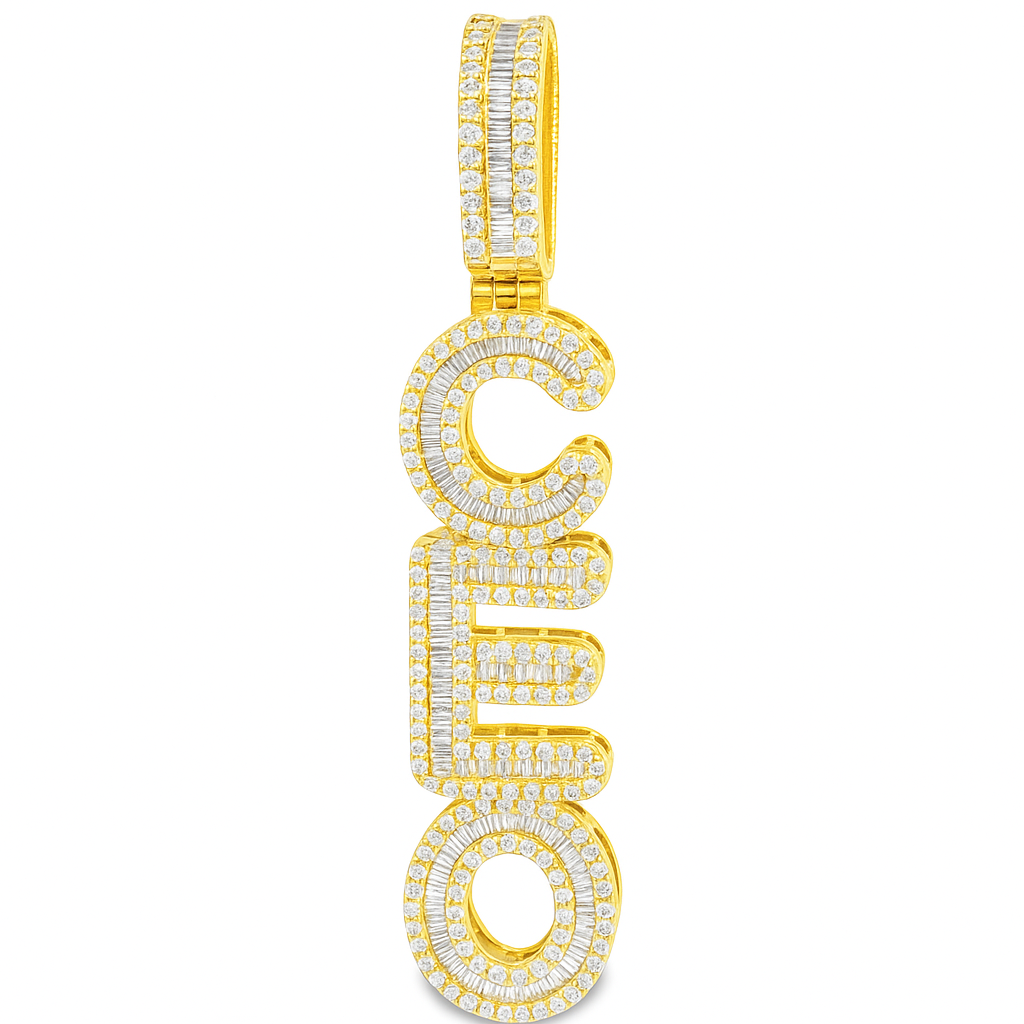 10K Yellow Gold Diamond Vertical CEO Pendant 1.30 ctw