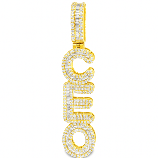 10K Yellow Gold Diamond Vertical CEO Pendant 1.30 ctw
