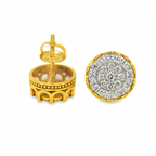 10K Yellow Gold 0.75 ctw Diamond Crown Set Round Earrings | Classic Studs | Jewelry Palace