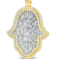 10K Yellow Gold Diamond Hamsa Pendant 3.66 ctw | Baguette & Round Diamond Charm