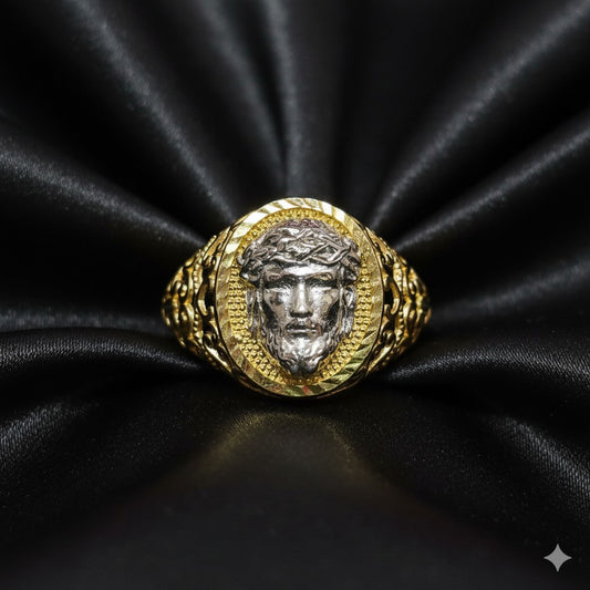 10K Luxury Gold Jesus Head Ring