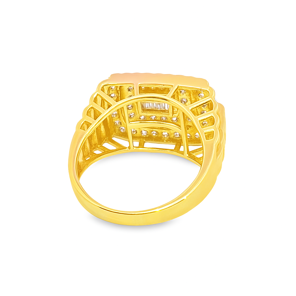 Men’s 10K Yellow Gold Diamond Ring 1.15 CTW | Baguette & Round Iced-Out Ring | Jewelry Palace
