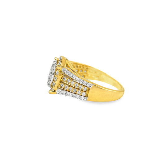 10K Yellow Oval Shape TwoTone Gold Womens Diamond Ring 0.96 ctw