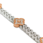 10K White Gold Women’s Clover Cuban Link Diamond Bracelet 5.00 ctw – Two-Tone Luxury Design | Jewelry Palace