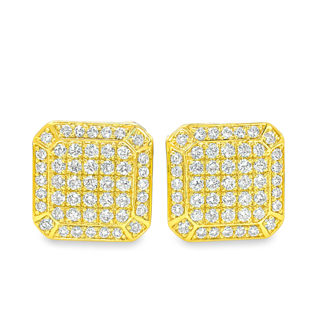 10K Yellow Gold Diamond Square Pave Stud Earrings 0.24 CTW | Jewelry Palace