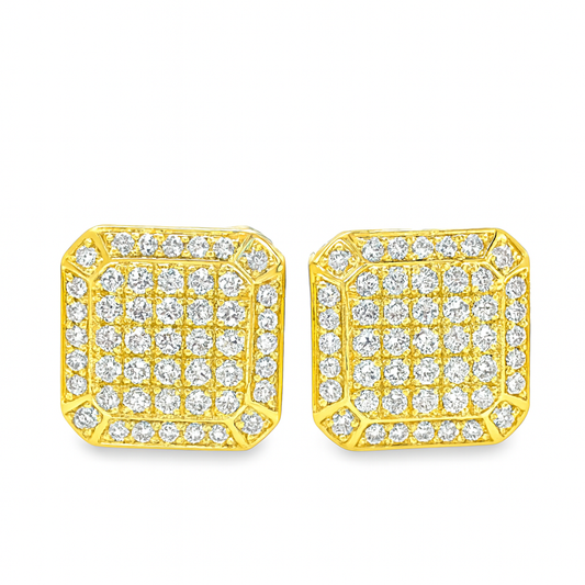 10K Yellow Gold Diamond Square Pave Stud Earrings 0.24 CTW | Jewelry Palace