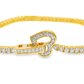 14K Yellow Gold Women’s Diamond Tennis Bracelet 3.00 ctw – Elegant Heart Clasp Design | Jewelry Palace