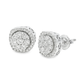 10K Yellow & White Gold 0.49 ctw Diamond Halo Cluster Stud Earrings | Dual-Tone Round Design | Jewelry Palace