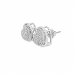 10K White Gold 0.32 ctw Diamond Heart Earrings | Pave Set Round Diamonds | Jewelry Palace