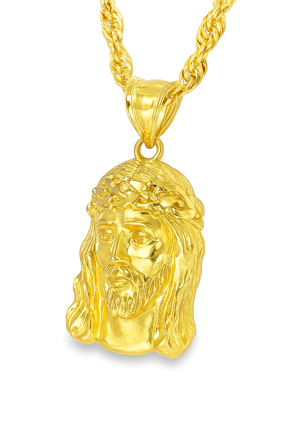 10K Yellow Gold Jesus Face Pendant Necklace Set – Faith & Strength in Gold | Jewelry Palace