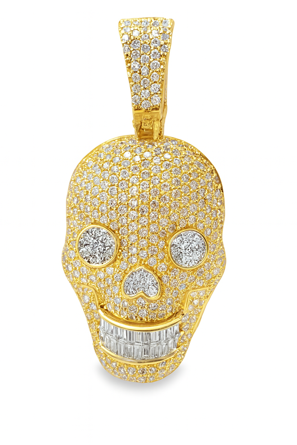 10K Yellow Gold Diamond Pavé Skull Pendant 2.15 ctw | Iced Out Men’s Hip Hop Pendant – Jewelry Palace