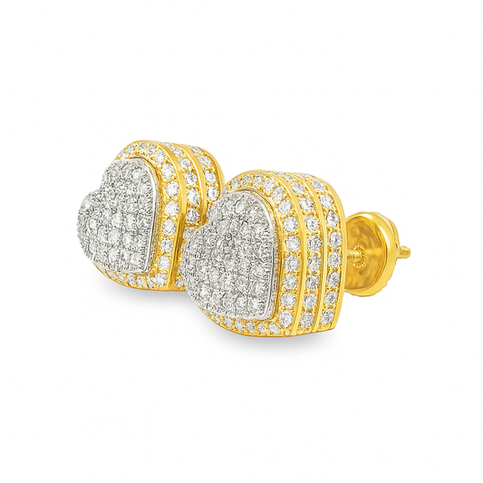 10K Yellow Gold Diamond Heart-Shaped Earrings 0.73 CTW | Jewelry Palace