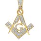10K Yellow Gold 0.38 ctw Diamond Masonic Pendant | Square & Compass Freemason Design | Jewelry Palace