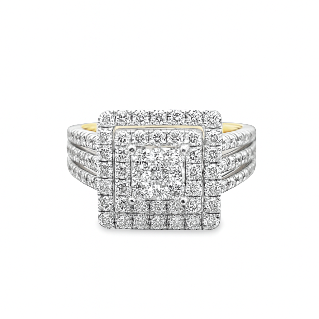 10K Yellow Gold Square Cut Diamond Ring 1.46 ctw