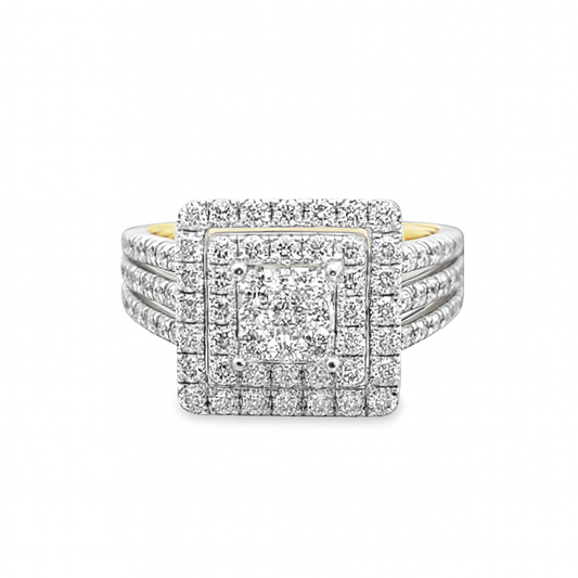 10K Yellow Gold Square Cut Diamond Ring 1.46 ctw
