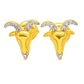 10K Yellow Gold Diamond Goat Head Stud Earrings | 1/10 CTW | Jewelry Palace