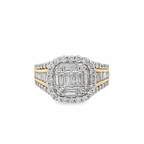 14k Two Tone Gold Baguette Diamond Square Cut Ring 1.48 ctw