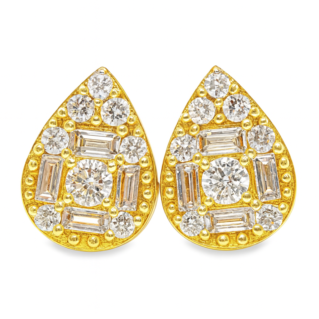 10K Yellow Gold Diamond Pear-Shaped Earrings 0.60 CTW | Jewelry Palace