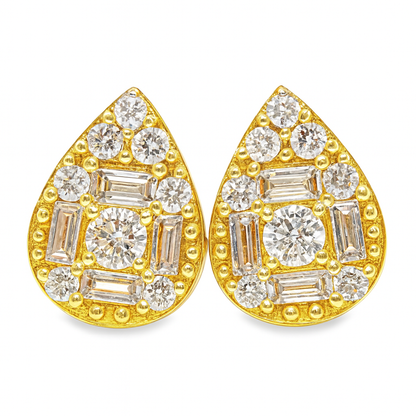 10K Yellow Gold Diamond Pear-Shaped Earrings 0.60 CTW | Jewelry Palace