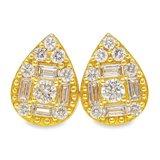 10K Yellow Gold Diamond Pear-Shaped Earrings 0.60 CTW | Jewelry Palace