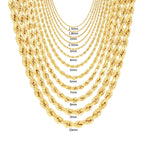 10K yellow gold semi-hollow rope chain and bracelet collection