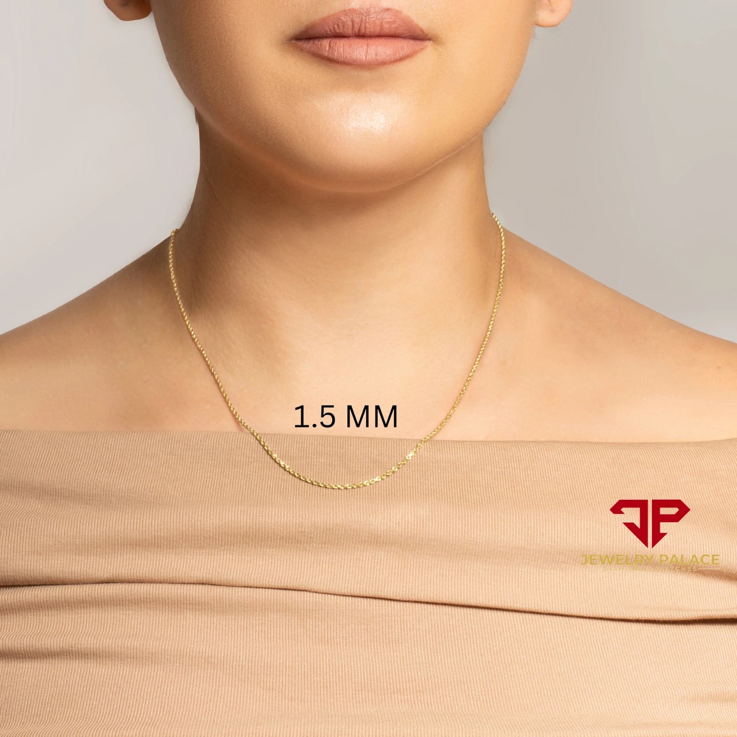 10K Yellow Gold SEMI-Hollow Rope Chain & Bracelet – Diamond Cut | Multiple Lengths & Thicknesses (1.5 mm–10mm) | Jewelry Palace