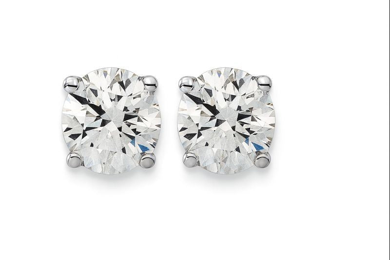 IGI F/VS 2 Ct Round Lab Created Grown Diamond Earrings Real 14K White Gold Screw