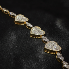 10K Yellow Gold Marquise & Heart Diamond Bracelet 2.05ctw