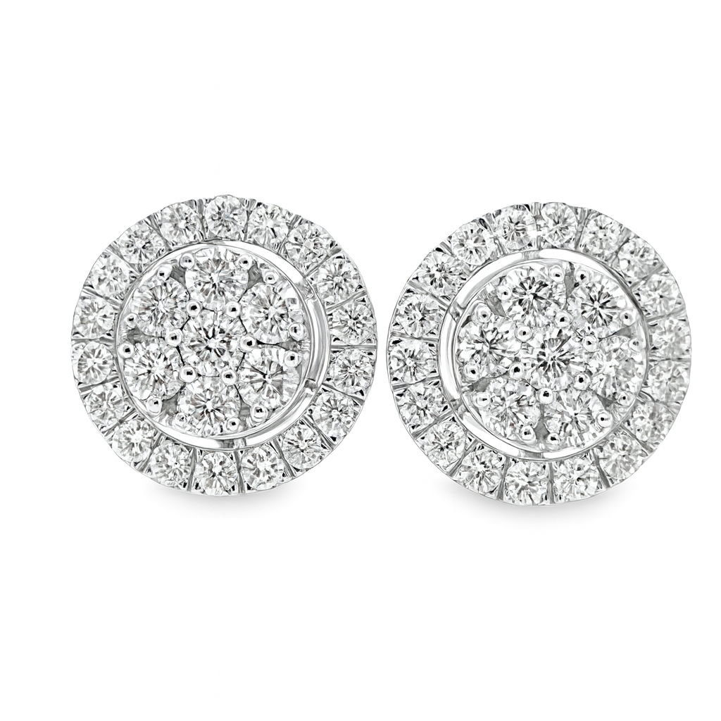 10K White Gold 0.25 ctw Diamond Halo Set Earrings | Elegant Studs | Jewelry Palace