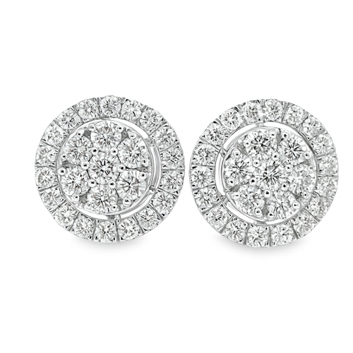 10K White Gold 0.25 CTW Diamond Halo Stud Earrings