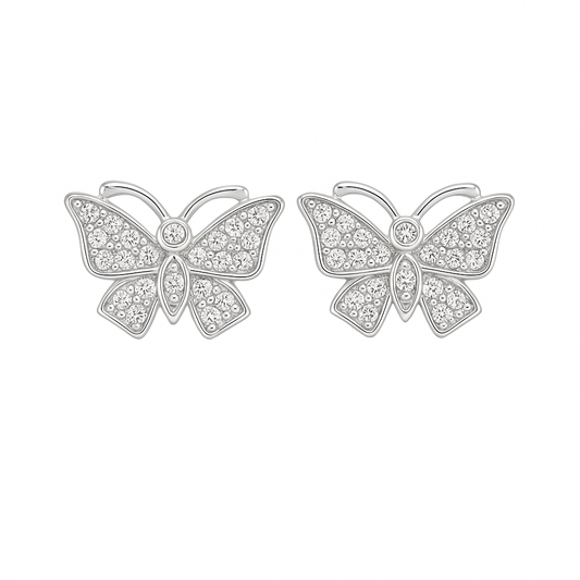 10K White Gold 0.29 ctw Diamond Butterfly Earrings | Elegant Studs | Jewelry Palace