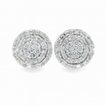 10K White Gold 0.50 ctw Diamond Round Cluster Stud Earrings | Jewelry Palace