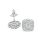 10K White Gold 0.63 ctw Diamond Square Cluster Earrings | Iced-Out Cushion Studs | Jewelry Palace