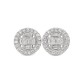 10K White Gold 0.70 ctw Diamond Halo Earrings | Baguette Center Studs | Jewelry Palace