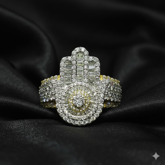 Hamsa Hand Ring 1.99 ctw Diamond 10K Yellow Gold