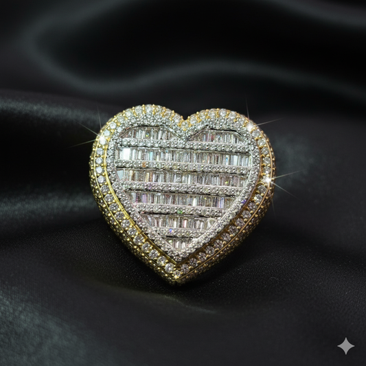 Baguette Heart Ring 4.00 ctw Diamond 10K Yellow Gold