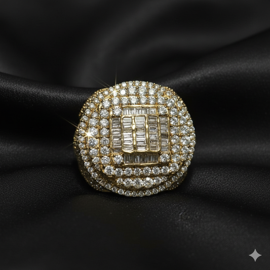 Iced Out Baguette Ring 2.75 ctw Diamond 14K Rose Gold