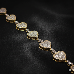 10K Yellow Gold Women's Heart Diamond Bracelet 2.35ctw