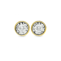 10K Yellow Gold 0.25 ctw Diamond Bezel Set Solitaire Round Earrings | Timeless Studs | Jewelry Palace