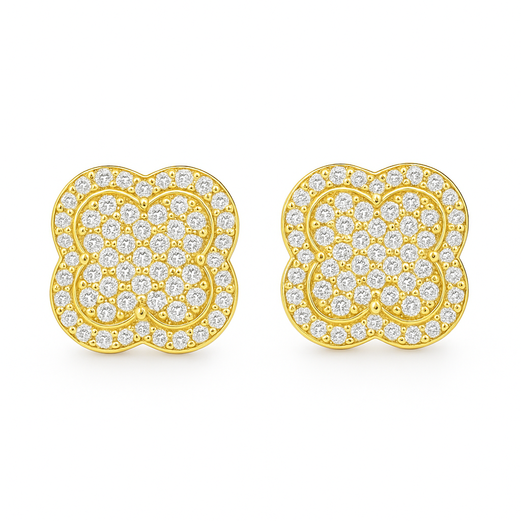 10K Yellow Gold 0.26 ctw Diamond Clover Earrings | Round Cut | Jewelry Palace