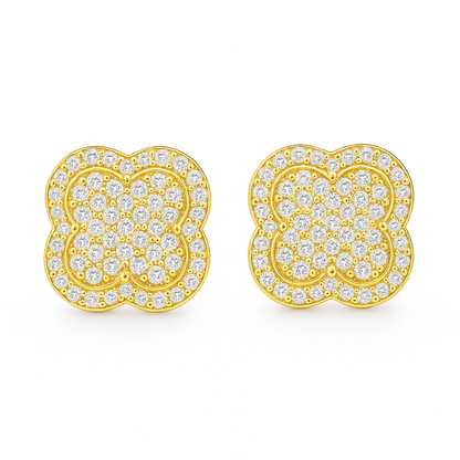 10K Yellow Gold 0.26 ctw Diamond Clover Earrings | Round Cut | Jewelry Palace