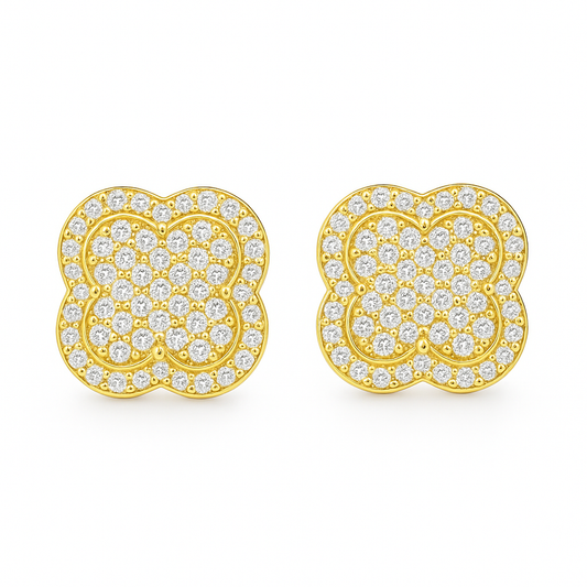 10K Yellow Gold 0.26 ctw Diamond Clover Earrings | Round Cut | Jewelry Palace