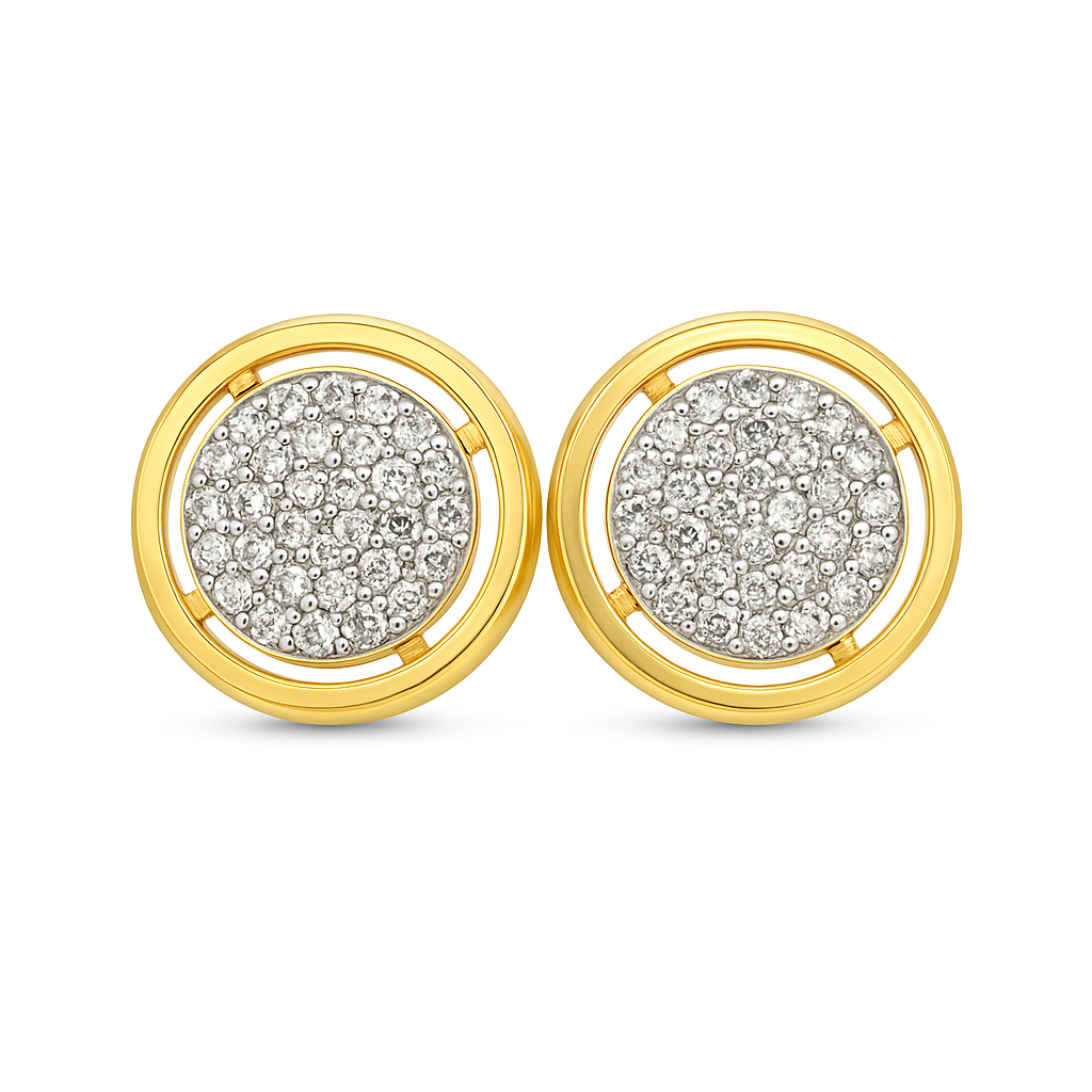 10K Yellow Gold 0.40 ctw Diamond Halo Cluster Earrings | Round Cut | Jewelry Palace