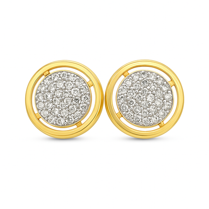 10K Yellow Gold 0.40 ctw Diamond Halo Cluster Earrings | Round Cut | Jewelry Palace